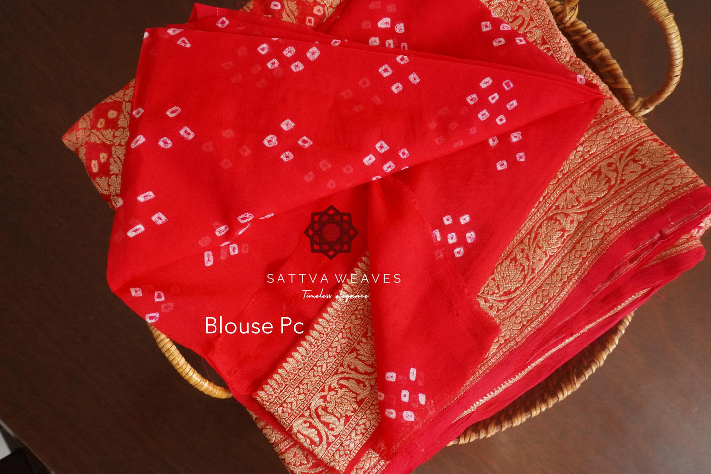 Red & Orange Banarasi Khaddi Georgette Saree | Two Colors | Indian Sari | Karva Chauth Festive | Wedding | Sattva Weaves | USA