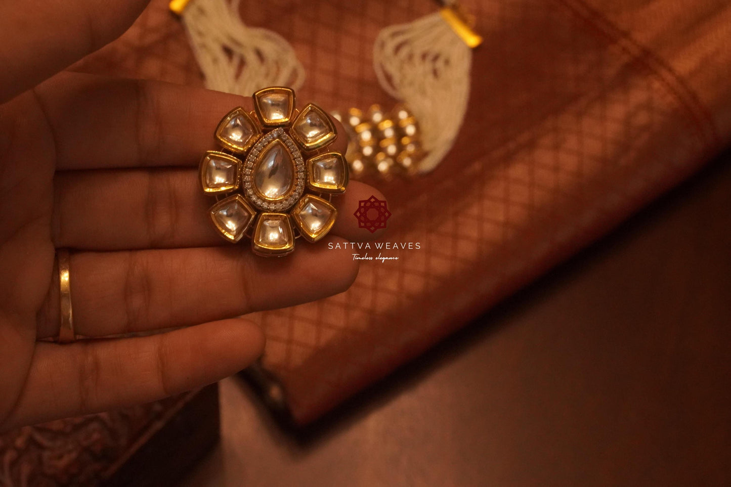 Beautiful Kundan Pearl Necklace set | Handmade Jewelry | Sattva Weaves | Ships from USA