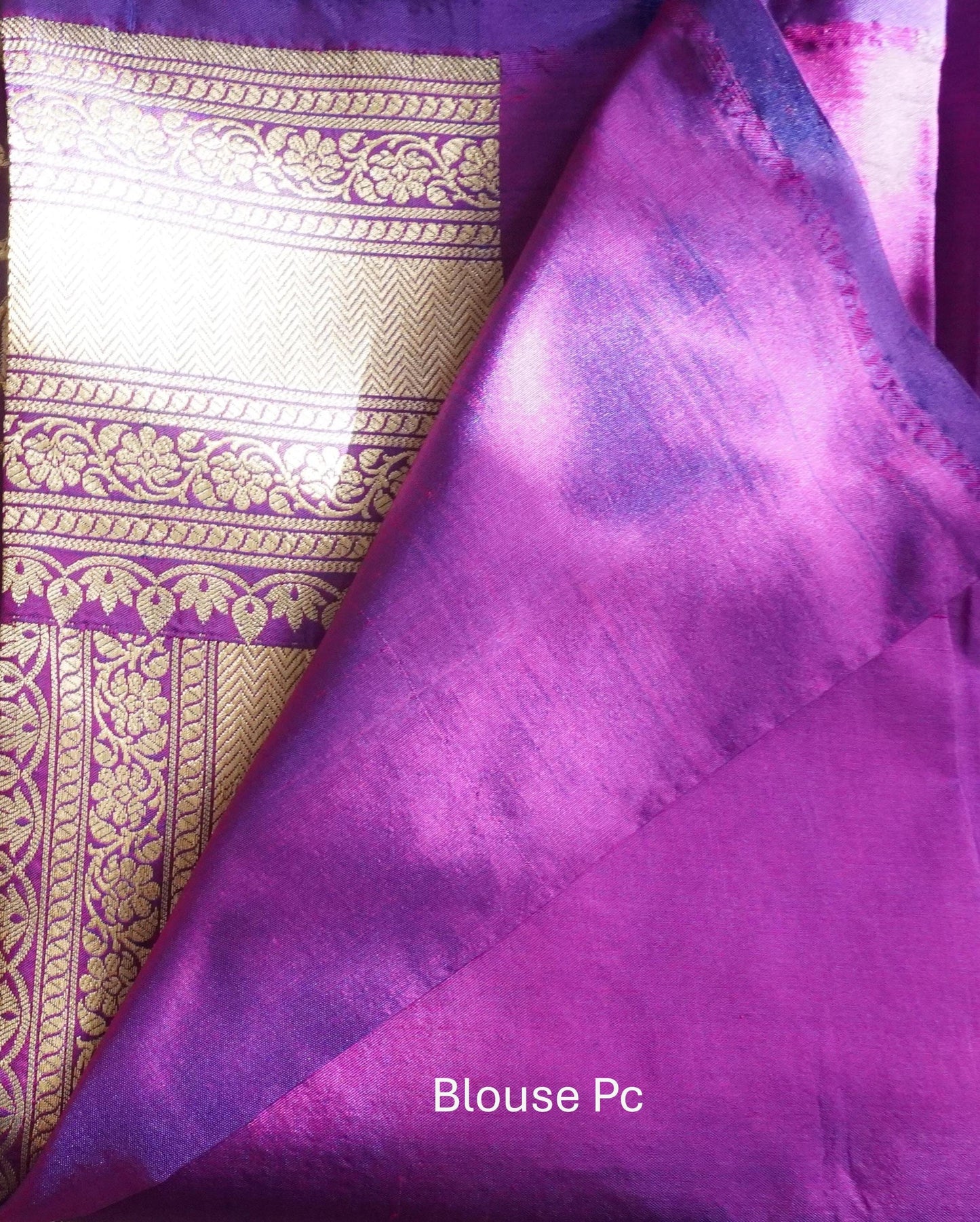 Rich Purple Banarasi Pure Silk Katan Dual Tone saree | Floral Jangla | Wedding | Handloom | Sattva Weaves | USA