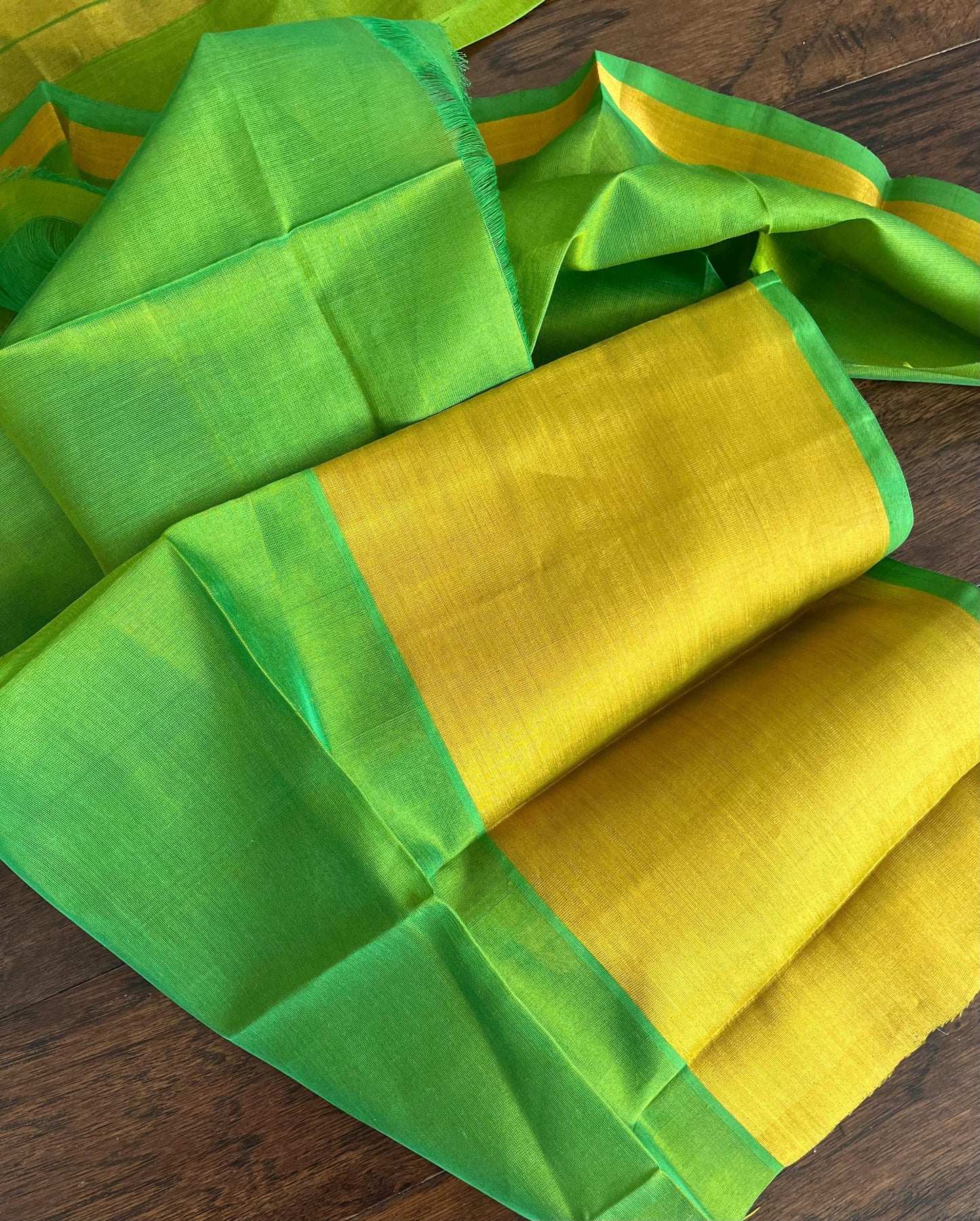 Green & Golden zari Pure SilkCotton Venkatagiri Handloom saree | Green | Sattva Weaves Sari | Ships from USA