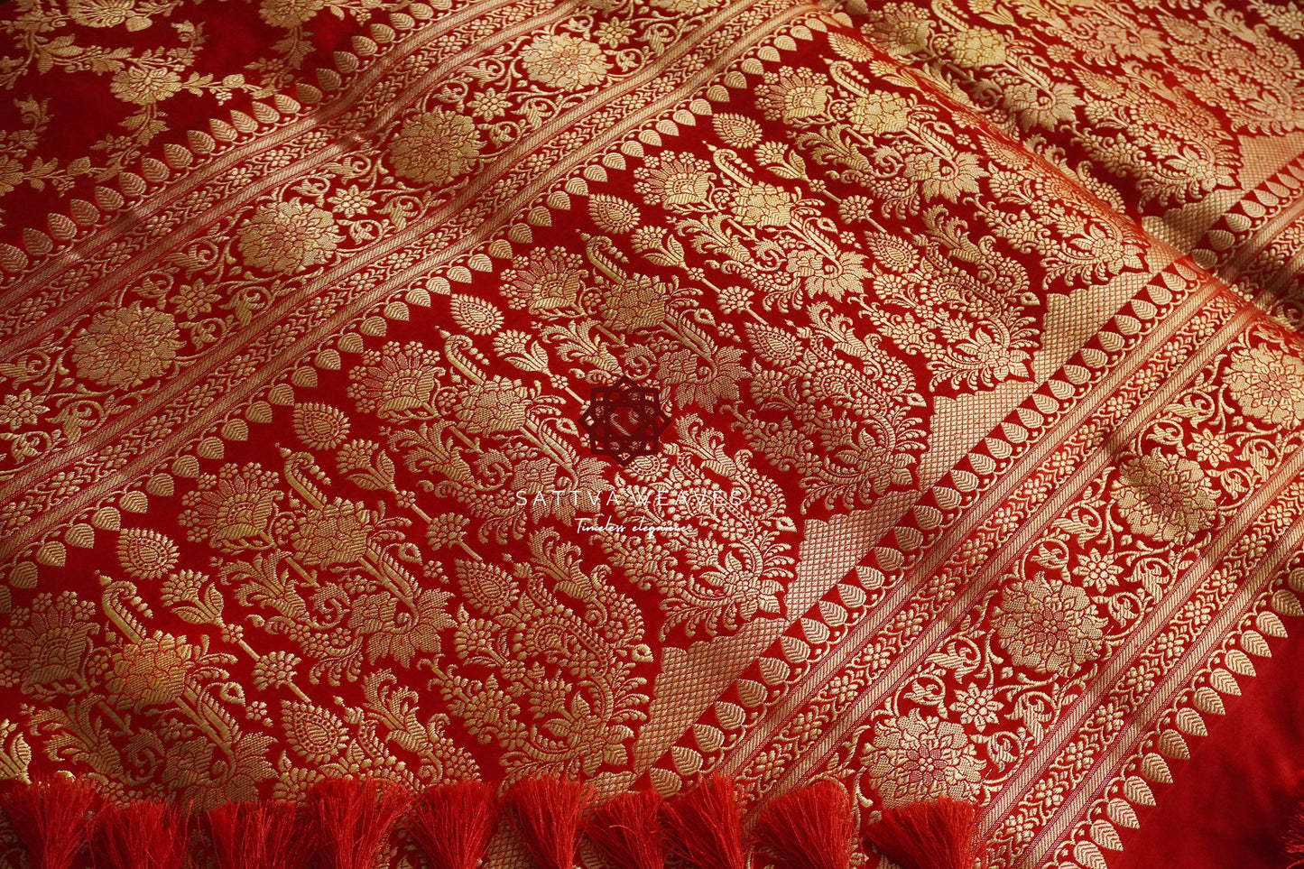 Sabyasachi Banarasi Pure Silk Satin Mashru Jangla saree | Wedding | Red Bridal Saree | Handloom | Designer saree | Sattva Weaves Sari | USA