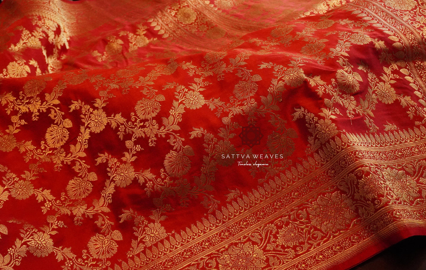 Sabyasachi Banarasi Pure Silk Satin Mashru Jangla saree | Wedding | Red Bridal Saree | Handloom | Designer saree | Sattva Weaves Sari | USA