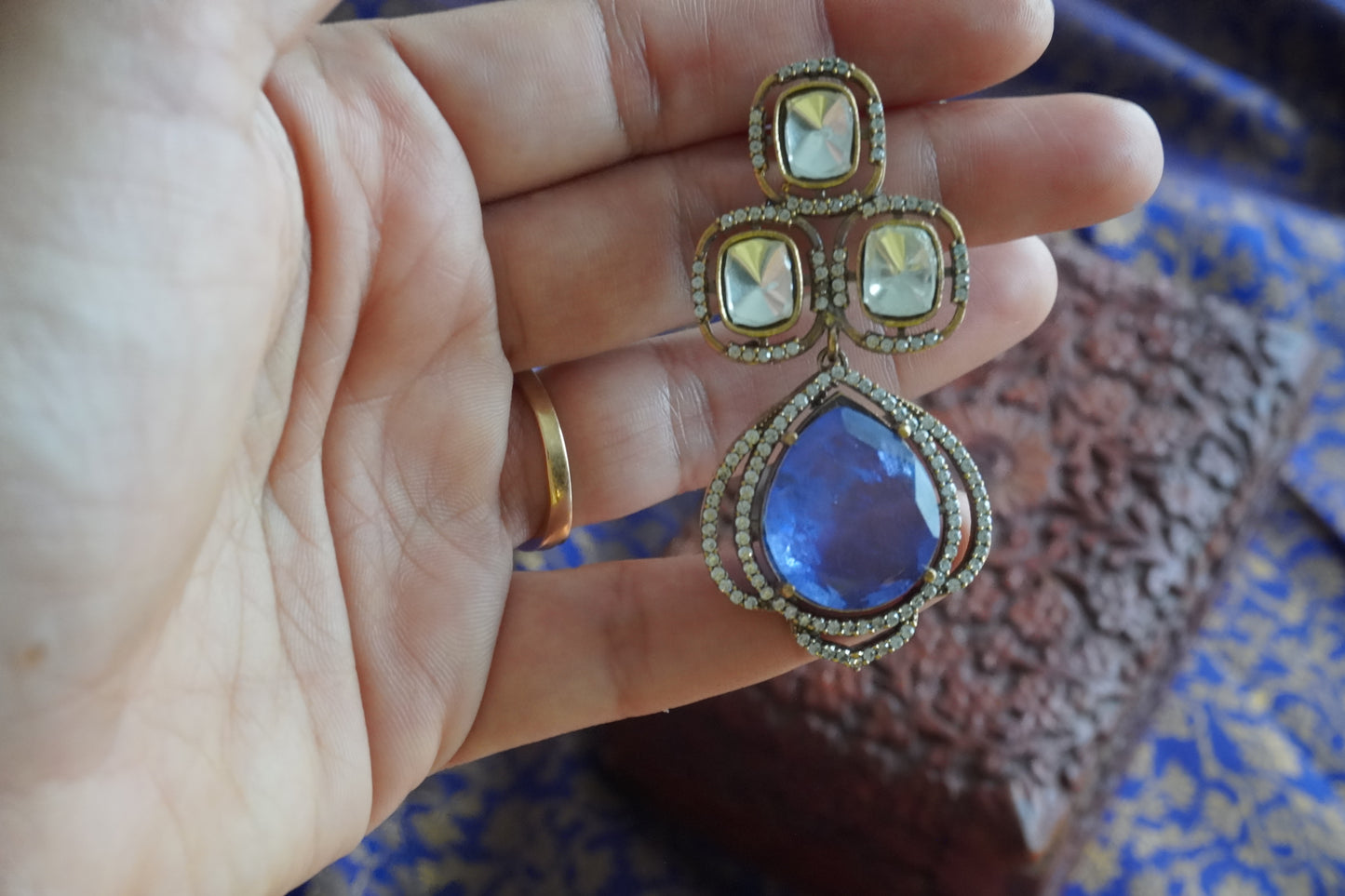Purple Moissanite Polki Necklace set | Handmade Jewelry | Sattva Weaves | Free Shipping from USA
