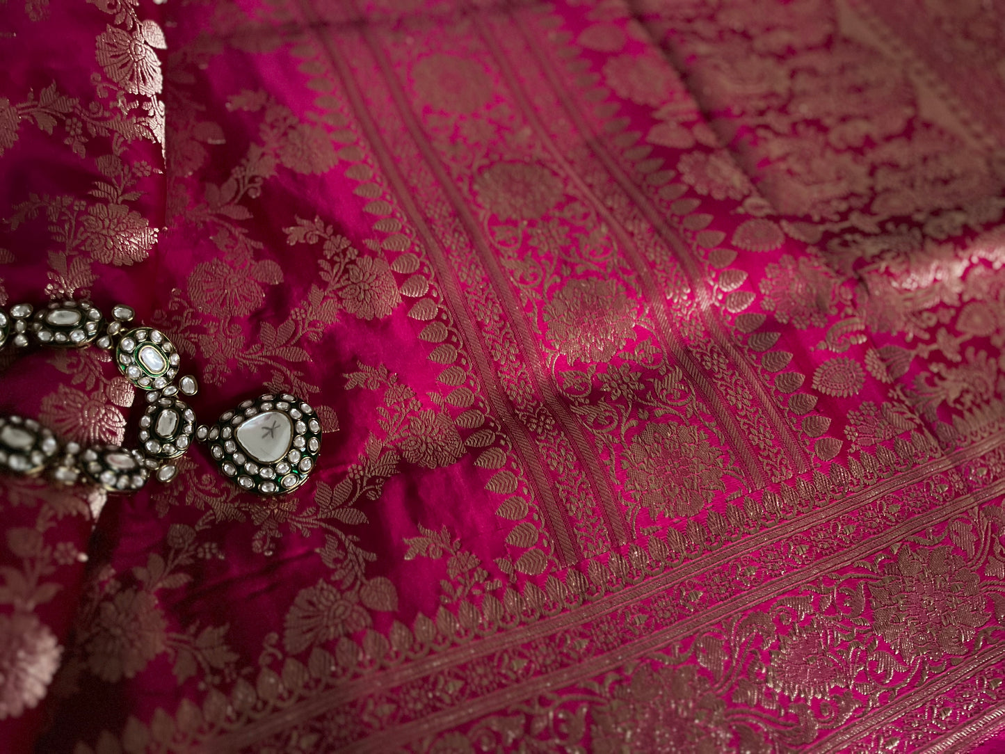 Sabyasachi Inspired Banarasi Pure Silk Satin Mashru Jangla saree | Wedding | Rani Pink Bridal| Handloom | Designer saree | Sattva Weaves Sari | USA (Copy)