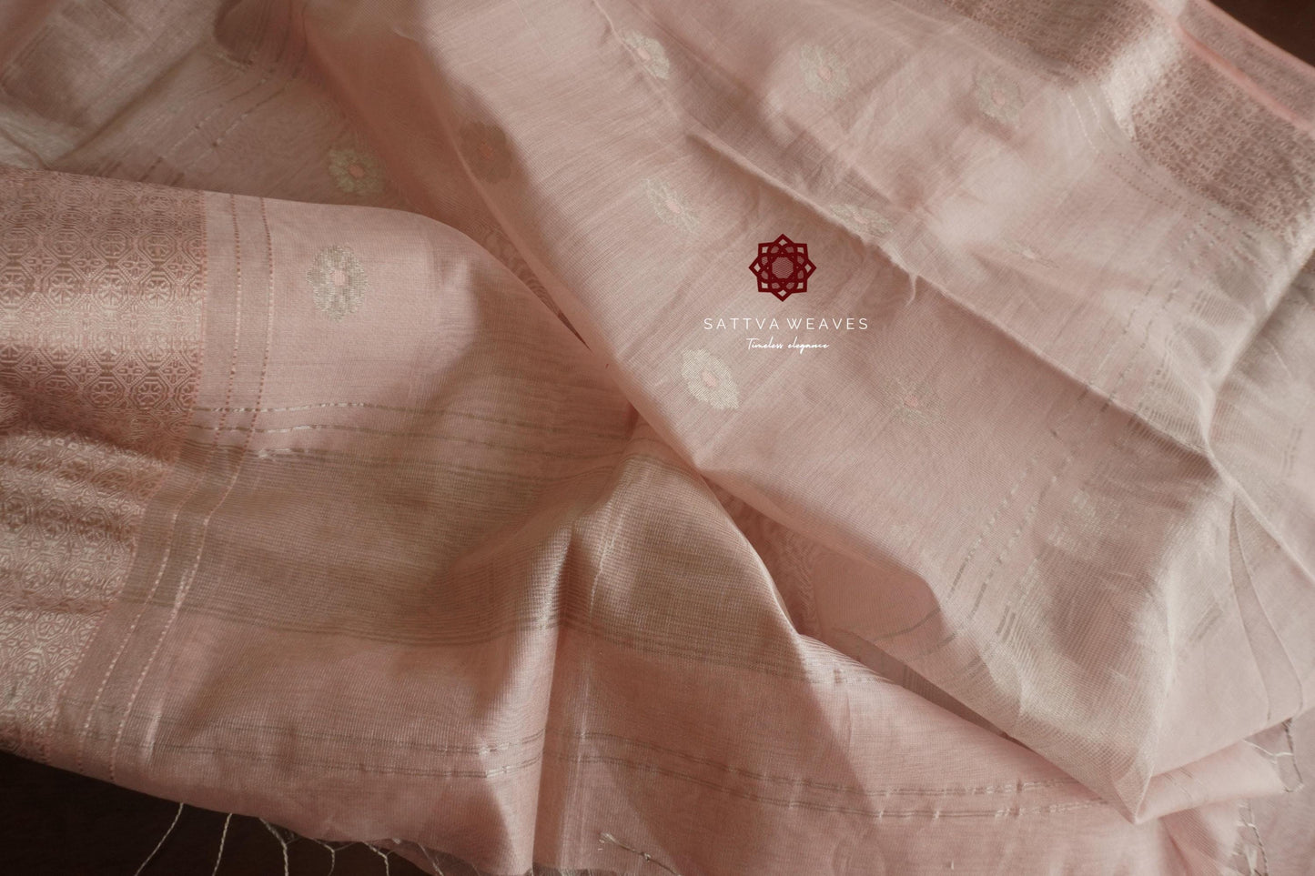 Contemporary Silk Tissue Saree | Meena Butta | Dusty Pink | Chanderi | Chic Trendy | Handloom | Partywear | Sattva Weaves Sari | USA