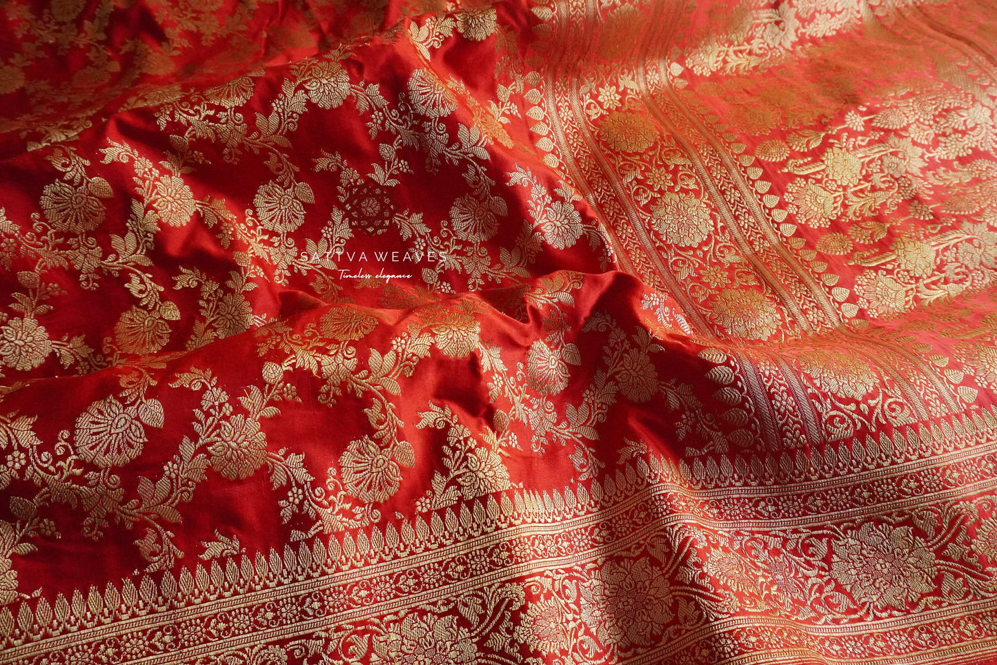 Sabyasachi Banarasi Pure Silk Satin Mashru Jangla saree | Wedding | Red Bridal Saree | Handloom | Designer saree | Sattva Weaves Sari | USA