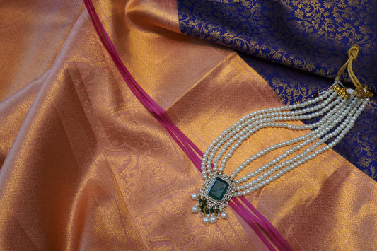Regal Kanjeewaram Pure Silk  Brocade | Handloom | Bridal | Wedding | Purplish Blue | Contemporary Sari | Festive | Sattva Weaves | USA