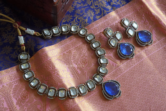Purple Moissanite Polki Necklace set | Handmade Jewelry | Sattva Weaves | Free Shipping from USA