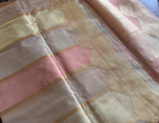 Kiara Advani Banarasi Pure Silk Tissue Rang kaat saree | Wedding | Pastel | Bridal Sari | Handloom | Sattva Weaves | USA